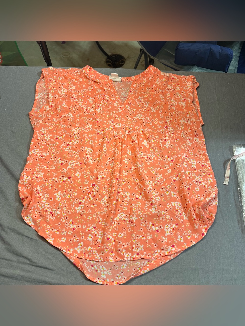 Liz Claiborne Coral Floral V-Neck Camisole